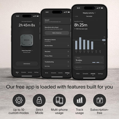The Brick Phone Access Blocker Device for Cell Phones - Subscription-Free Phone Lock, Limits Smartphone Access, Reduces Screen Time & Improves Focus - High-Grade Magnet & Anti-Slip Silicone