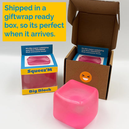 Premium Original Big Block Squeez'M Cube – 35% Larger Than The Standard Squishy Cube, Sensory Fidget Toy for Kids & Adults, Stress Relief, Focus & Play – Durable, Gift-Ready – ASTM Certified 3+