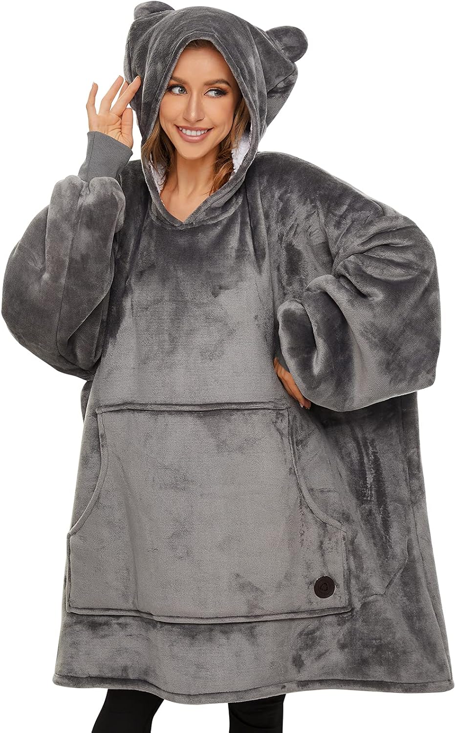 THREE POODLE Wearable Blanket Hoodie for Women, Oversized Sherpa Sweatshirt Blanket for Adults Men, Cozy Hooded Blankets, Gifts for Teen Girls Women Mom Sister