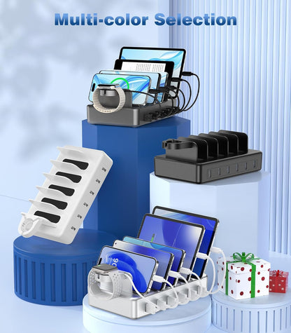Charging Station for Multiple Devices, 50W 6 Ports Charging Dock with Stand