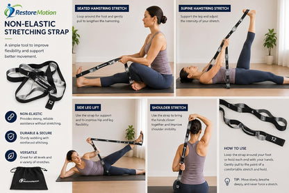 12 Loop Stretching Strap for Physical Therapy, Yoga, Flexibility & Rehabilitation