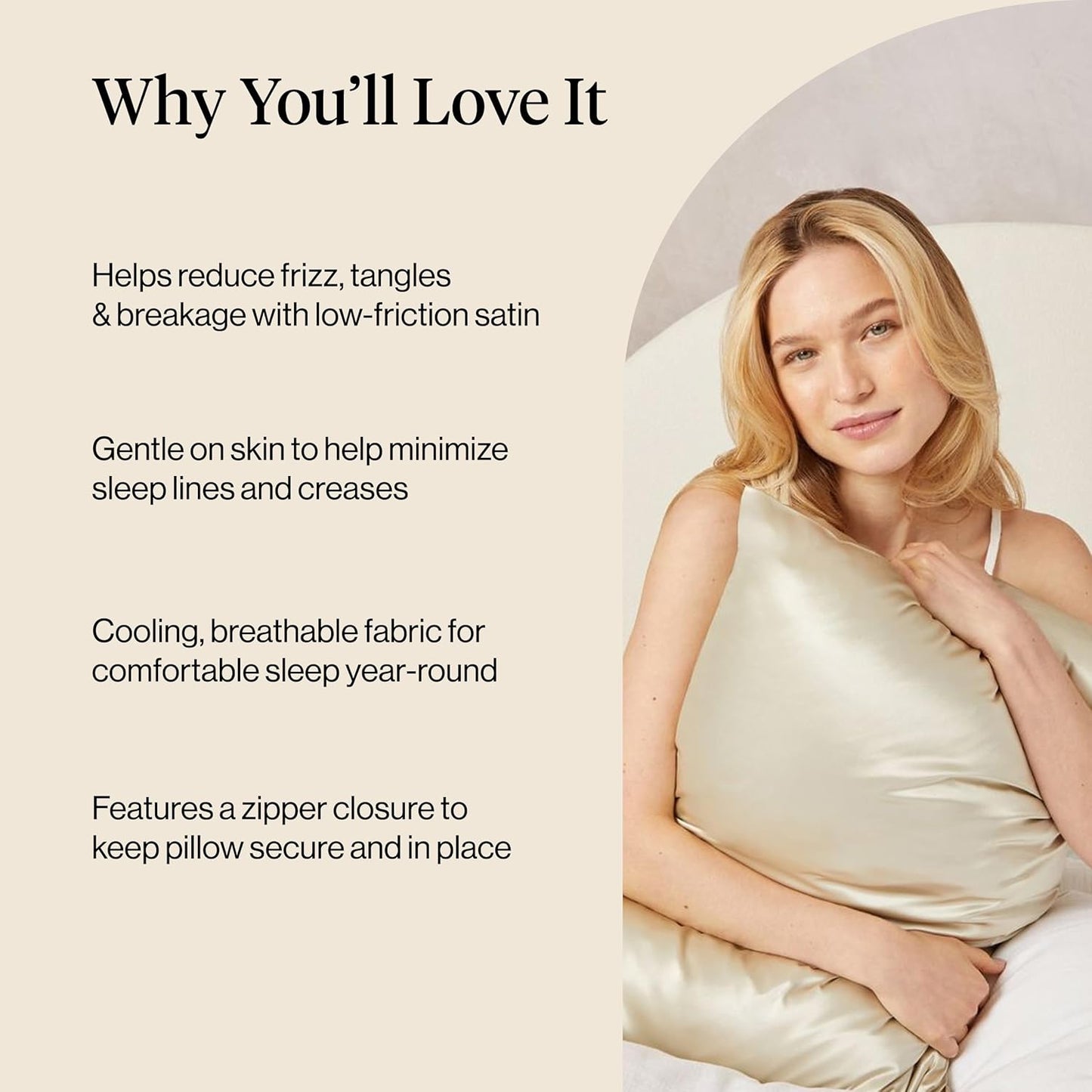 Kitsch Satin Pillowcase with Zipper for Hair & Skin - Softer Than Silk Pillow Cases, Smooth Cooling Satin Pillow Case, Wrinkle-Free, Machine Washable - Pillow Cases Standard Size (19x26) - Blush