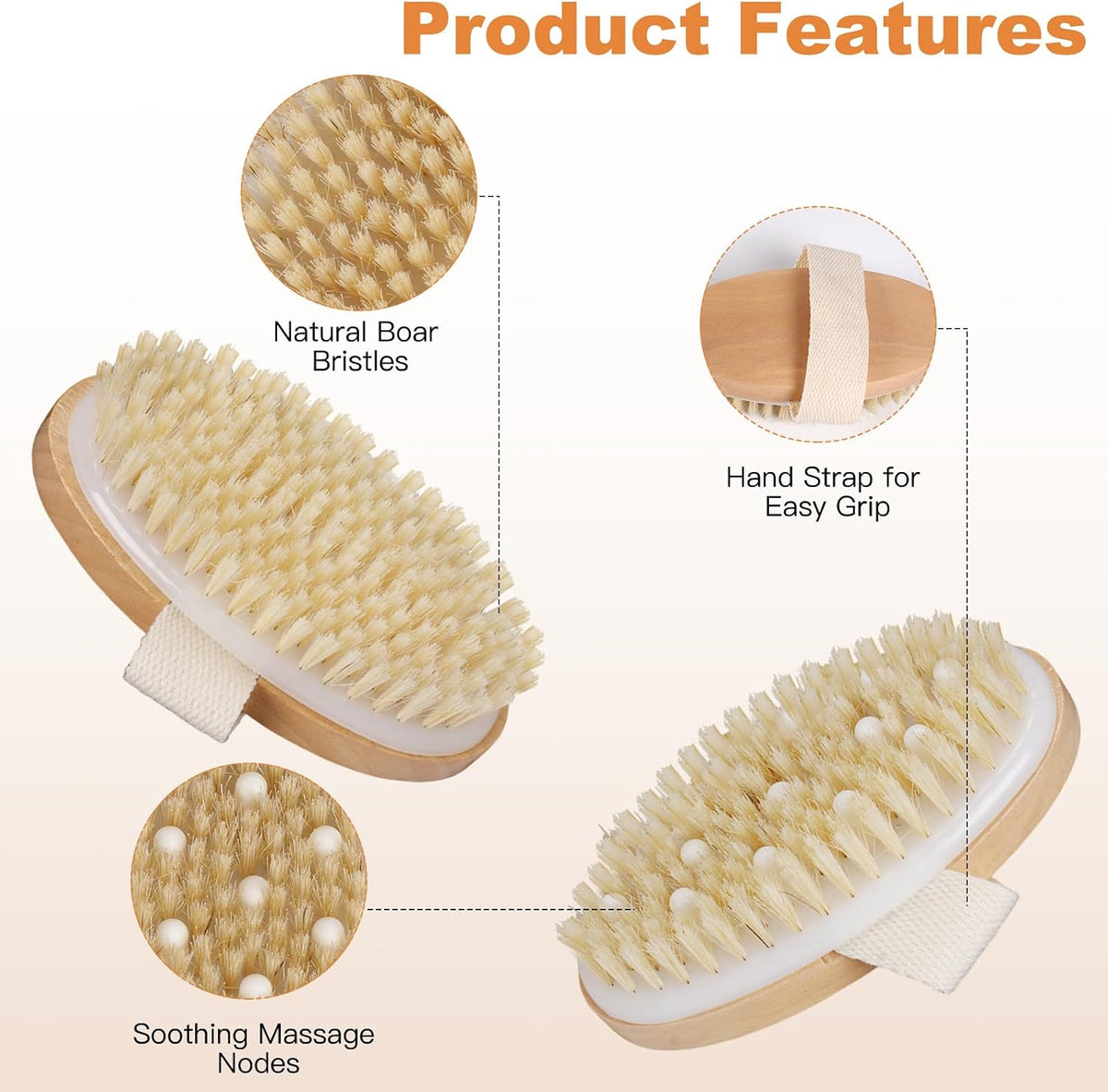 Dry Brushing Body Brush, 4Pcs Shower Exfoliating Brush, Women & Men