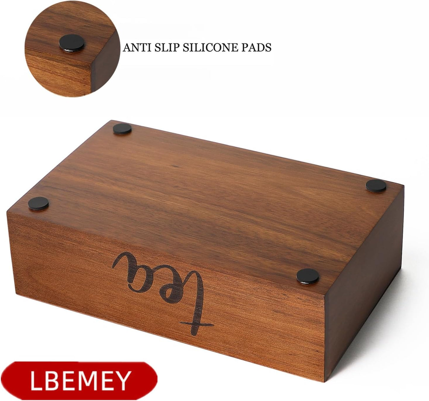 LBEMEY Tea Bag Organizer, Wood Tea Storage Containers with 6 Compartments, Sugar Packet Holder,Tea Bag Caddy Box for Cabinet Countertop Office (Brown-Labeled "Tea")