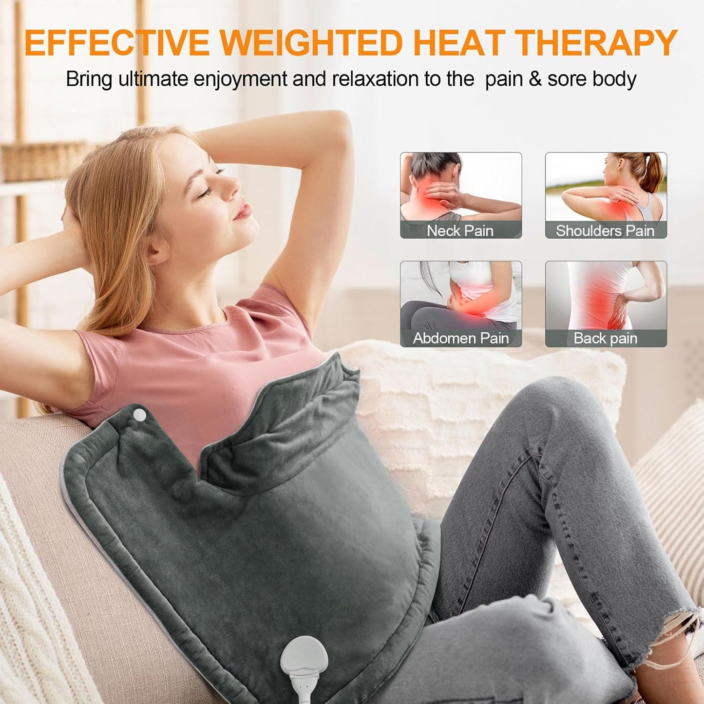 Heating Pad for Neck and Shoulders and Back, Mothers Day Gifts for Mom Wife Grandma, Birthday Gifts for Women, Weighted Neck Heating Pads, Large Heat Pad, 6 Heat Settings 4 Auto-Off, 17"x23" Blue