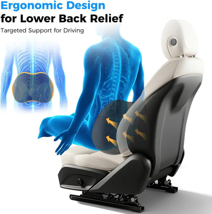 Lumbar Support Pillow for Car - 20.9 Inch Extended Car Back Support Relieves Full Back Discomfort on Long Rides, Rebuilds Support for Older Vehicles, Fits Mid-to-Large Sedans, SUVs & Trucks