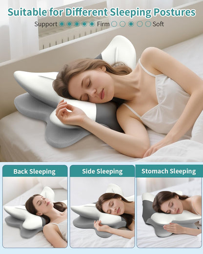 Cervical Neck Pillow for Pain Relief - Ergonomic Pillow Memory Foam Pillows for Sleeping, Cooling Orthopedic Neck Support Pillow, Contour Cervical Pillow Bed Pillow for Back Stomach Sleepers