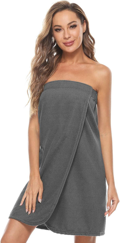 Kniffi Women's Spa Wrap & Hair Towel Body Wrap Adjustable Closure Bathrobe