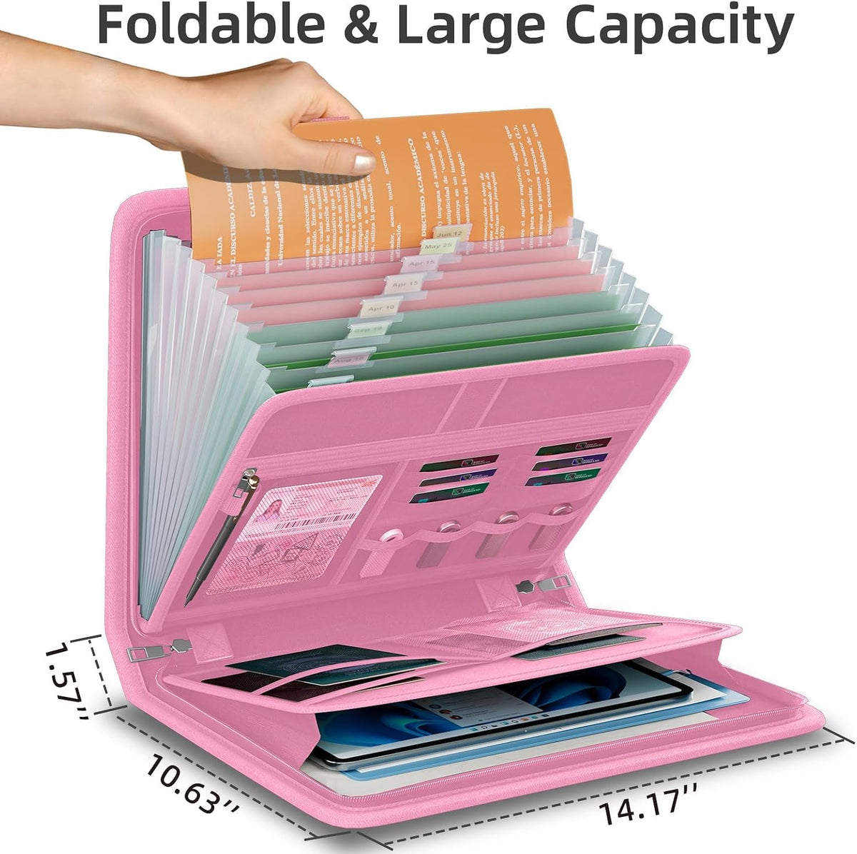 Fireproof Accordion File Organizer, Expanding File Folder with 13 Pockets