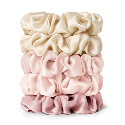 LILYSILK Silk Hair Scrunchies / Ties for Frizz & Breakage Prevention, 100% Mulberry, No Damage, Elastic ponytail Holders, 1Pc, Coffee - Colors A