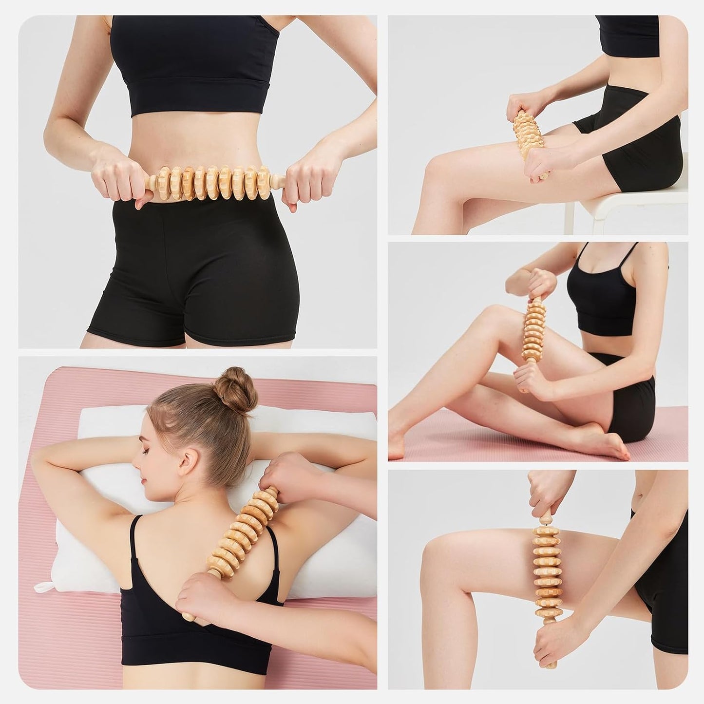 Muscle Roller Massage Roller Stick- Deep Tissue Fascia Blaster for Myofascial Pain Relief, Lymphatic Drainage & Body Sculpting, Handheld Physical Therapy & Recovery Tool (Pink black-18 inch)