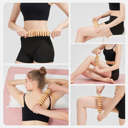 Muscle Roller Massage Roller Stick- Deep Tissue Fascia Blaster for Myofascial Pain Relief, Lymphatic Drainage & Body Sculpting, Handheld Physical Therapy & Recovery Tool (Pink black-18 inch)