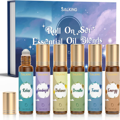 SALKING Floral Essential Oils Set, Premium Pure and Natural Essential Oils, Fragrance Oil Scented Oils for Oil Diffusers 6 x 10 ML - Lavender, Rose, Jasmine, Cherry Blossom, Gardenia, Chamomile