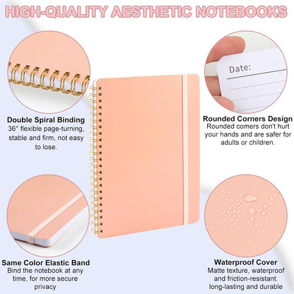 Utron 3 PCS Small Spiral Notebook 5x7, Notebooks for Note Taking, Morandi Spiral Journal Notebook, Work Notebook Small Notebooks 5x7 with Strap, Cute Notebooks for Women 70 Sheets/Note Books
