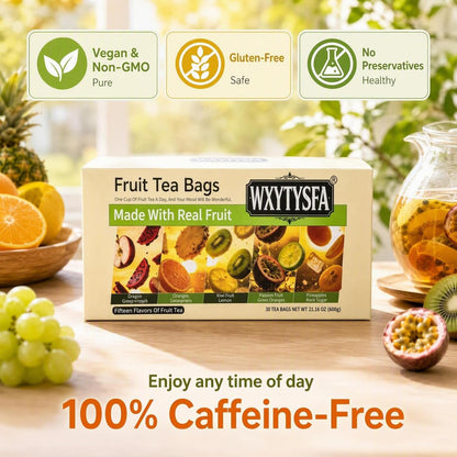 Fruit Tea Gift Box - 30 Indiv Wrapped Bags, Caffeine-Free, 1.35lbs