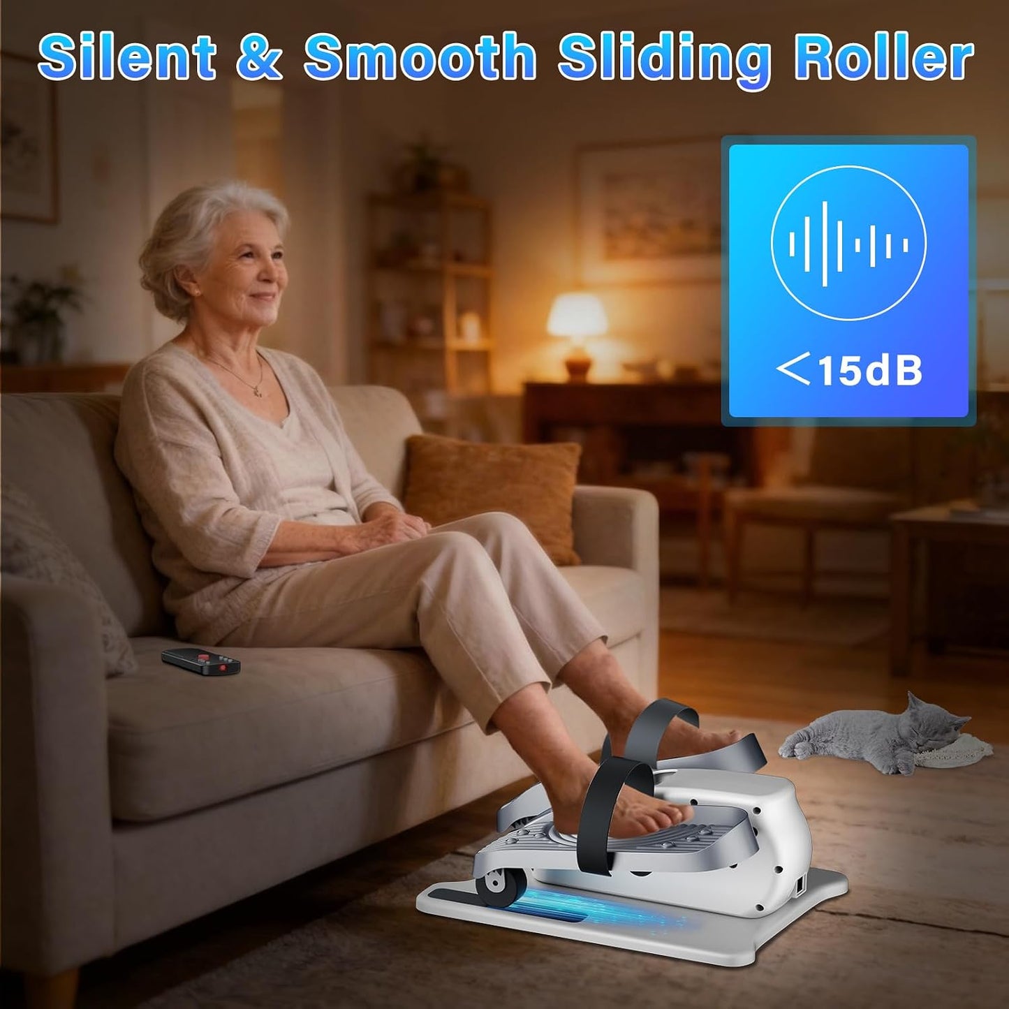 Under Desk Elliptical Machine, Electric Elliptical Leg Exerciser for Seniors with 12 Adjustable Speeds & Remote Control, Pedal Exerciser, Portable Quiet Electric Seated for Home Office