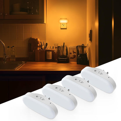 DORESshop Amber Night Light, Auto On/Off, 0-100 LM Adjustable Brightness, Dimmable Plug Into Wall Light Sensor Night Light for Kids Room, Bedroom, Stair Lights, Amber, 1W, 2 Pack