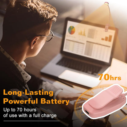 KTEBO 2 Pack Rechargeable Book Light Clip-On Reading Light for Books in Bed | 9 eye-friendly modes from 3 color temperatures and 3 brightness, USB-C up to 30 hrs - Black & Black
