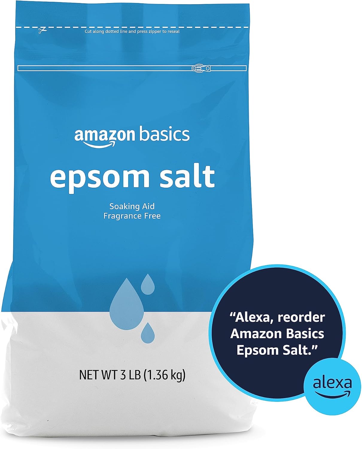 Amazon Basics Epsom Salt Soaking Aid, Lavender Scented, Relax & Relief, Resealable, 3 Pound, 1-Pack (Previously Solimo)
