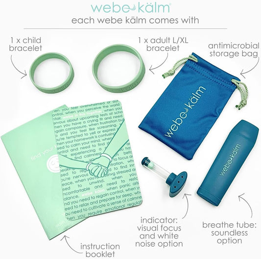 Product Title: webe kälm: Sensory tool for calming with slow exhalation, visual focus, and auditory regulation. Supports mindfulness, stress relief, bedtime, and anxiety. (Blue)