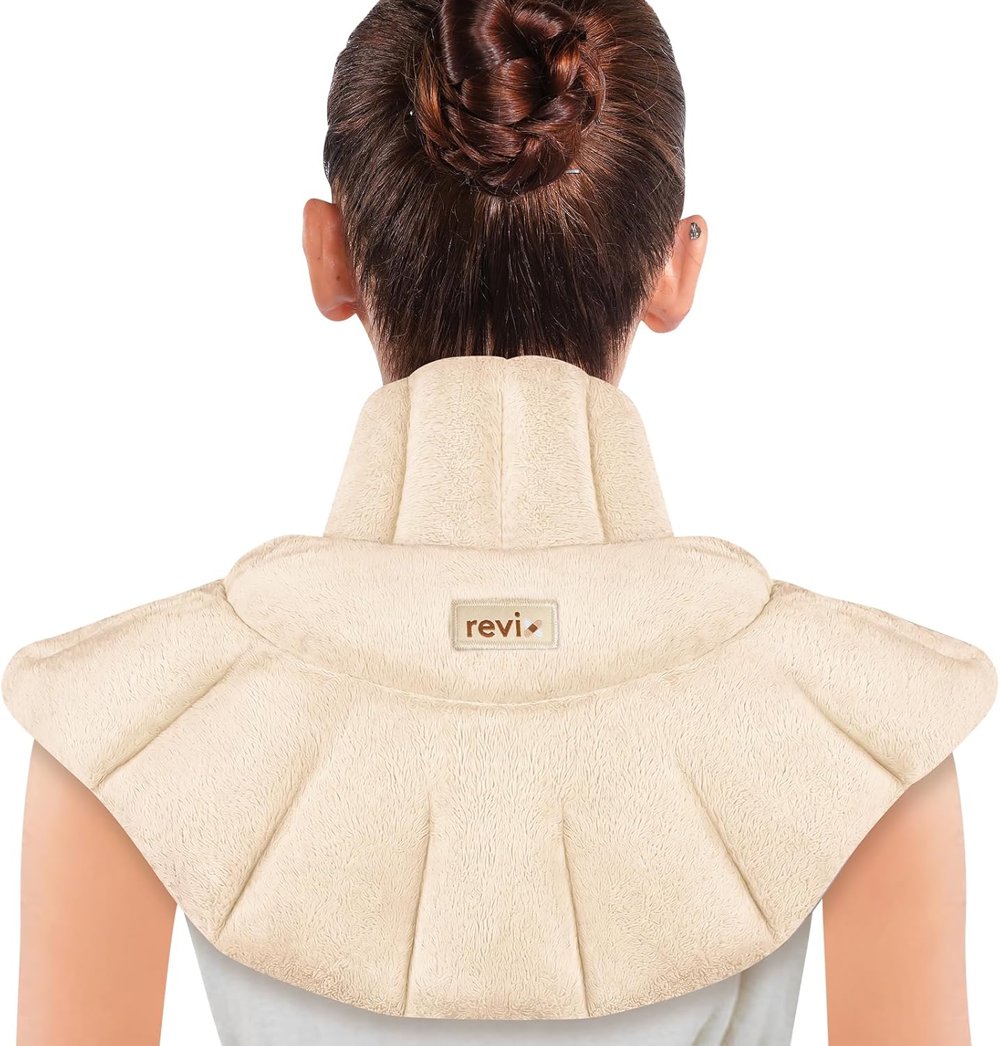 REVIX Heated Neck Wrap Microwave Heating Pad for Neck and Shoulders Pain Relief, Weighted Neck Warmer Microwavable with Miost Heat, Unscented