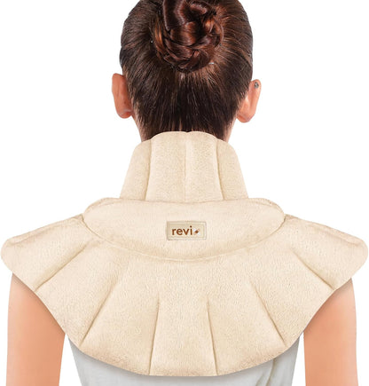 REVIX Heated Neck Wrap Microwave Heating Pad for Neck and Shoulders Pain Relief, Weighted Neck Warmer Microwavable with Miost Heat, Unscented