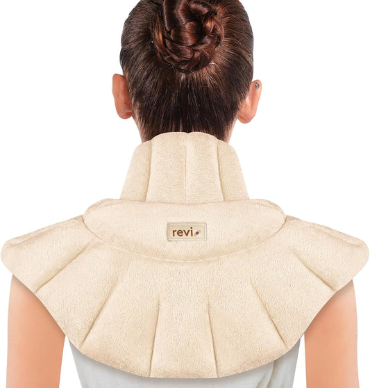 REVIX Heated Neck Wrap Microwave Heating Pad for Neck and Shoulders Pain Relief, Weighted Neck Warmer Microwavable with Miost Heat, Unscented