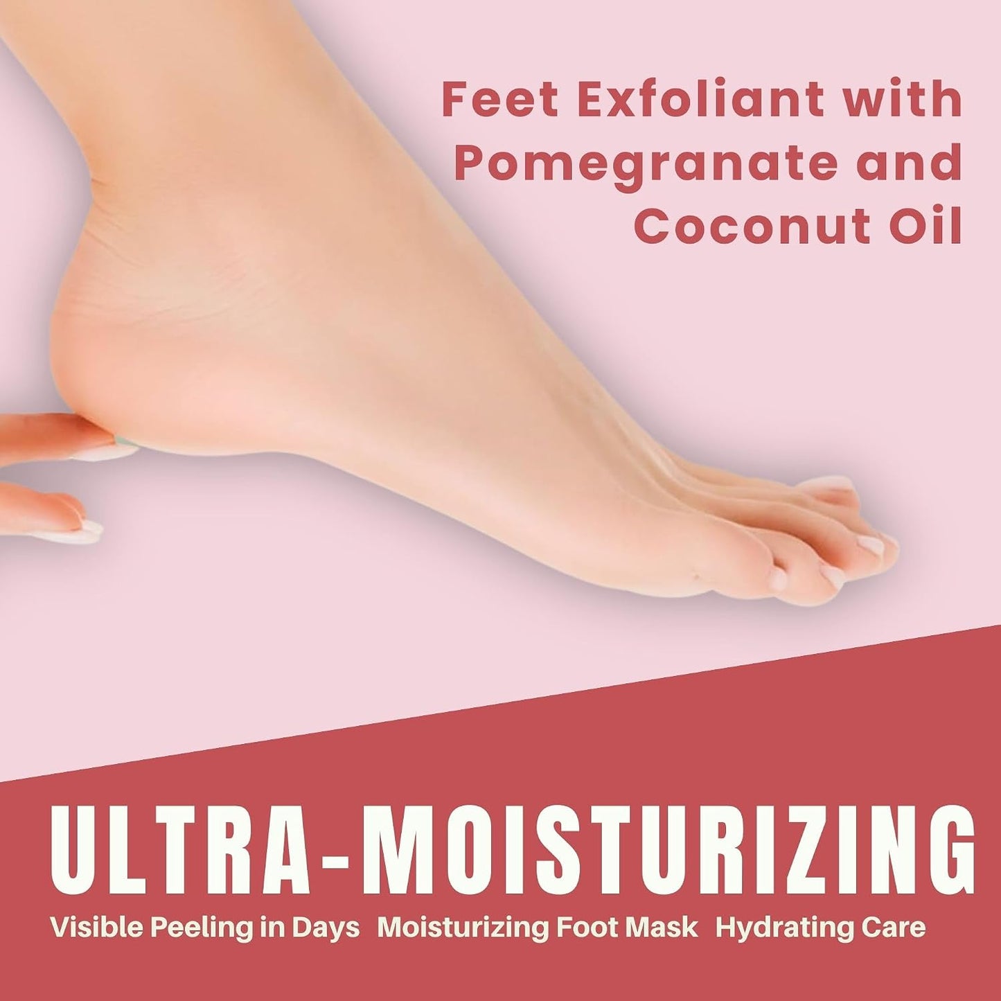 Oh K! Foot Peel Mask - Pomegranate - Foot Peeling Mask for Dry Feet and Cracked Heels - Feet Exfoliant with Pomegranate and Coconut Oil - 1 Pair