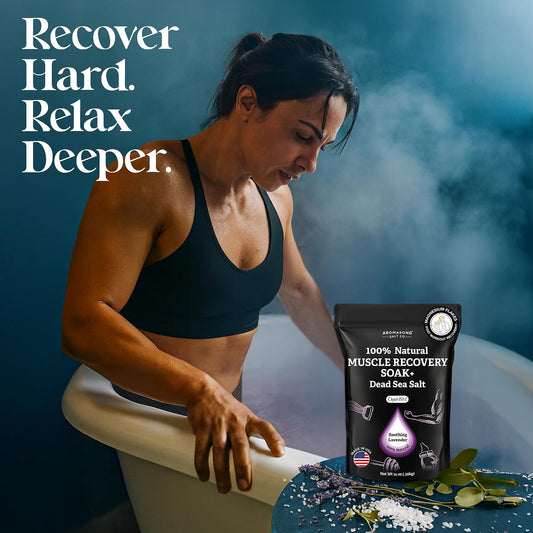 Aromasong Muscle Recovery Bath Soak - Enriched with Dead Sea Salt, OptiMSM, Magnesium Flakes & Essential Oils | Pain Relief Bath Soak for Post-Workout Soreness | Made in USA, 14 oz Bag