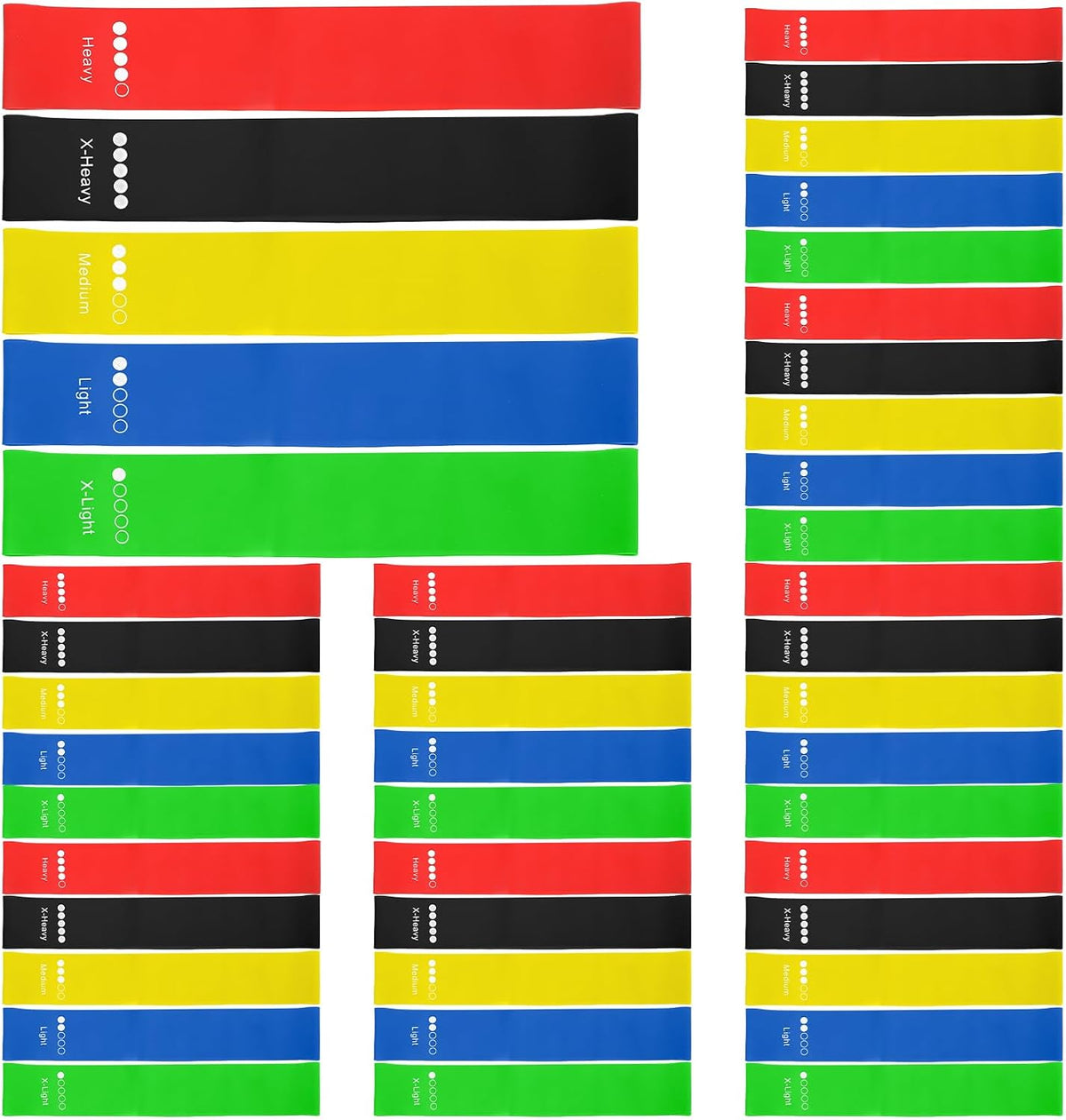 40 Pcs Resistance Bands Bulk, Loop Exercise Bands Set for Gym Members Sports Class Students Gift, 5 Pieces Each Set with Storage Bag, Fitness Bands for Outdoor Home Gym Yoga Pilates