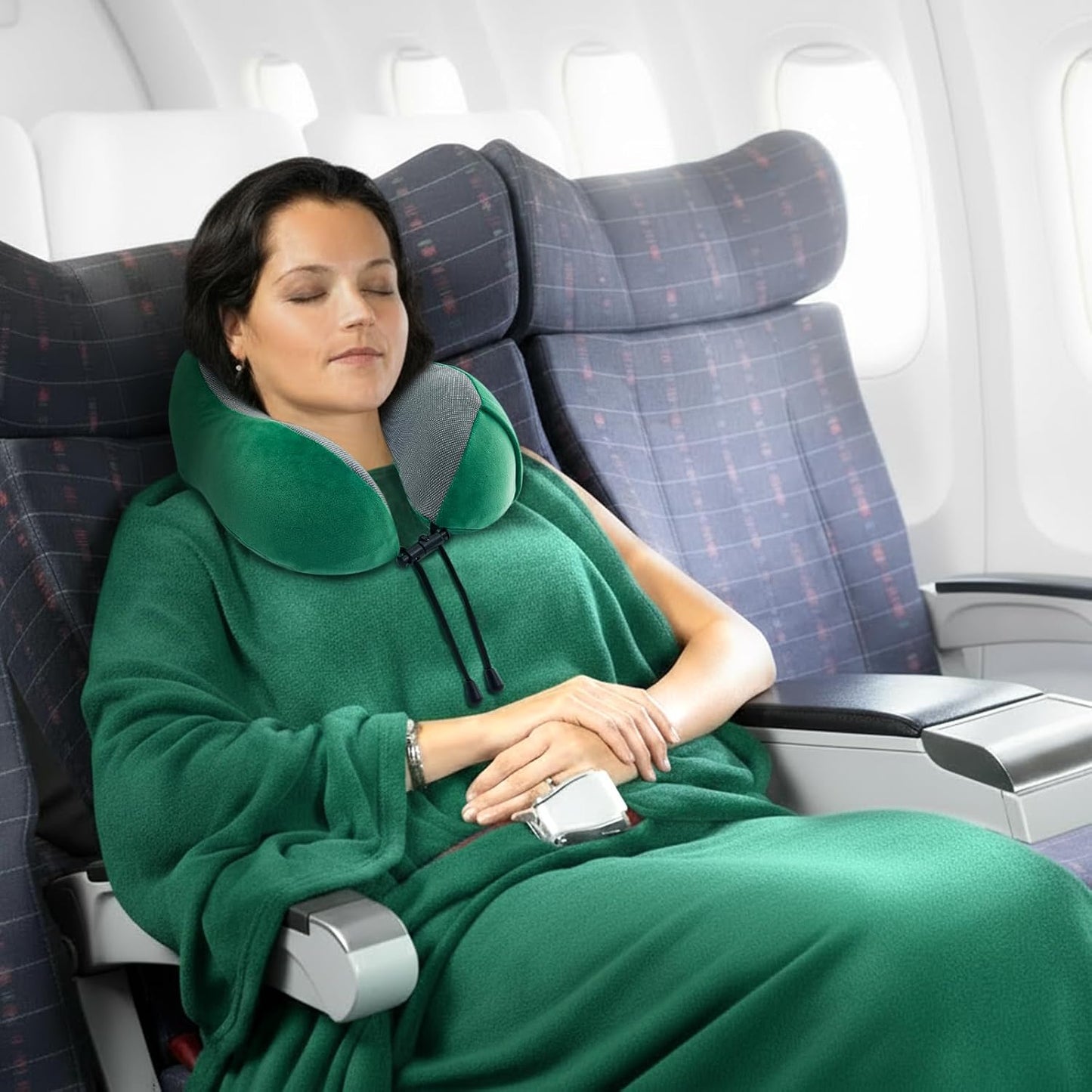 urnexttour Travel Pillow and Blanket Set Neck Pillow Airplane Foam Black