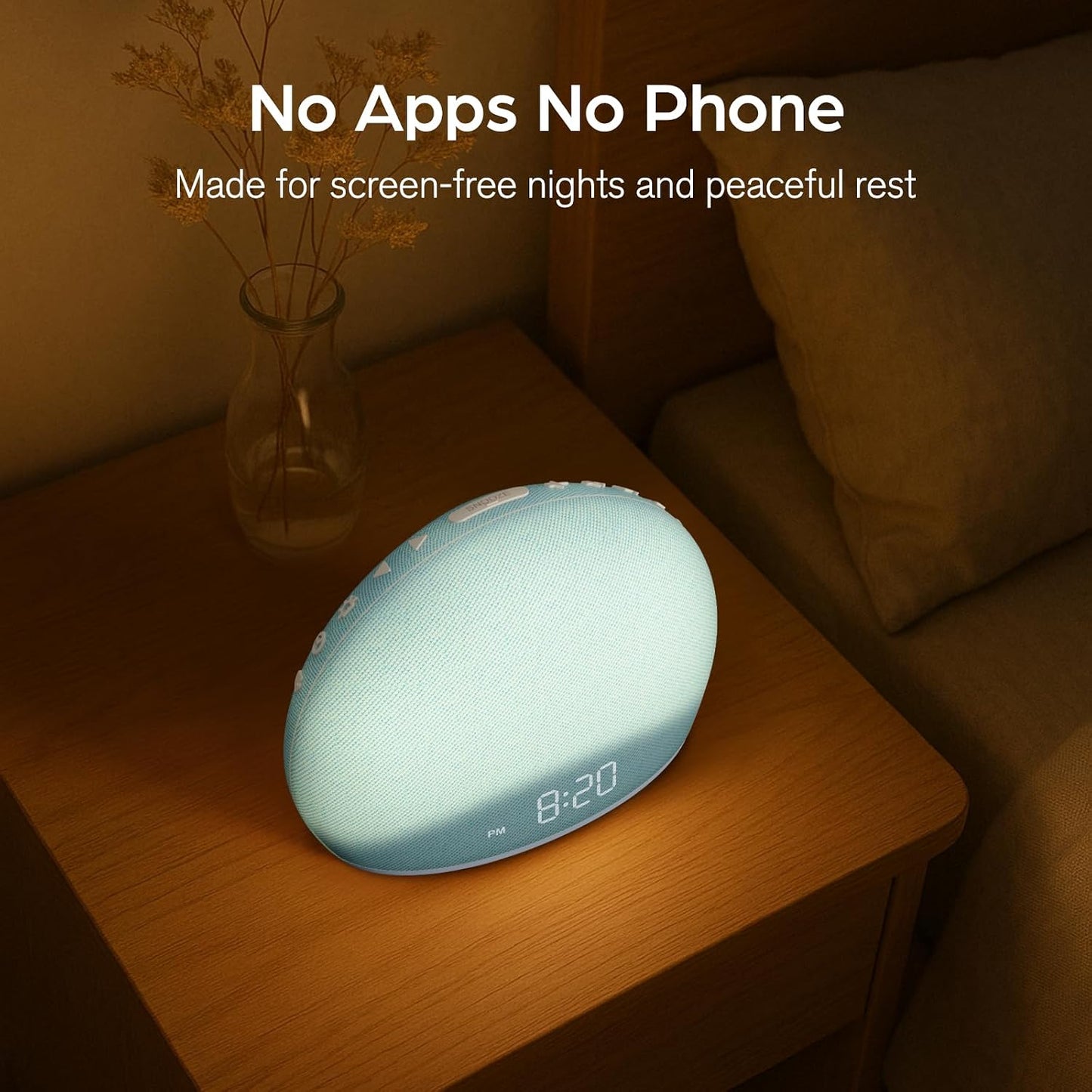 HOUSBAY Sunrise Alarm Clock with White Noise Sound Machine – Wake-Up Light for Bedroom, 5 Gentle Alarm Sounds, 20 Soothing Sleep Sounds, Dimmable Display, Phone-Free Bedside Clock