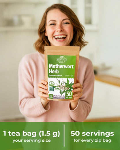 50 Bags Motherwort Tea Dried Motherwort Herb (Leonuri Herba) - 50 Tea Bags 1.5g Leonurus