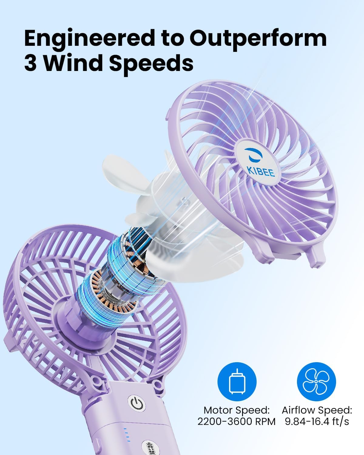 KIBEE Portable Misting Fan, 4000mAh Rechargeable Handheld Fan with 50ml Water Tank, Foldable 180° Mini Mist Spray Fan, 3 Speeds Personal Cooling Fan for Travel, Makeup, Outdoor, Concerts, Gray