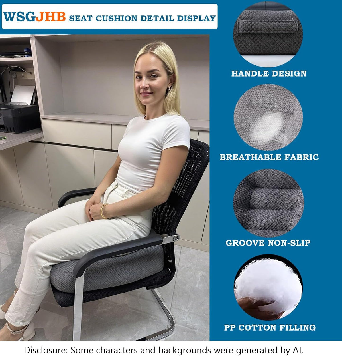 WSGJHB Car Booster Seat Cushion Posture Cushion for Long Sitting