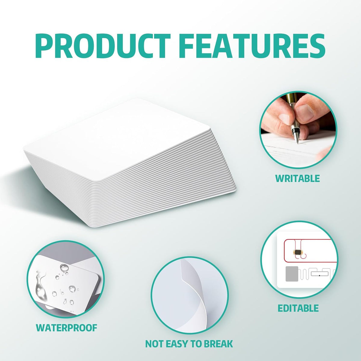 NFC Cards NFC Tags NFC Business Card NFC 215 Cards Blank 504 Bytes Programmable NFC Tags iPhones Compatible with NFC Enabled Mobile Phones & Devices (PVC-WHITECARD)