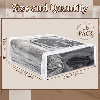 Kingdder 16 Pcs Clear Zippered Storage Bags Plastic Sweater Bag with Zipper