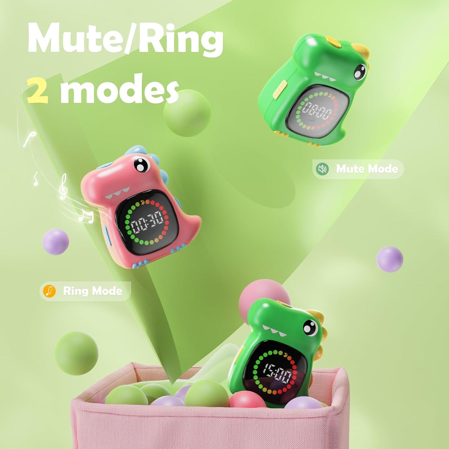 Visual Timer for Kids 99 Minute Digital Potty Training Timer for Homeschool | Dual sound; Dinosaur Look; Long Battery Life