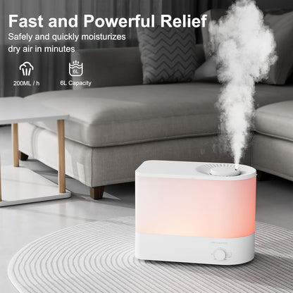 MegaWise Ultrasonic Cool Mist Humidifier SK7620 - 1.5L Capacity, Whisper-Quiet Operation, Adjustable Mist Output, Auto Shut-Off - Ideal for Home, Office, Baby Room, and Bedroom