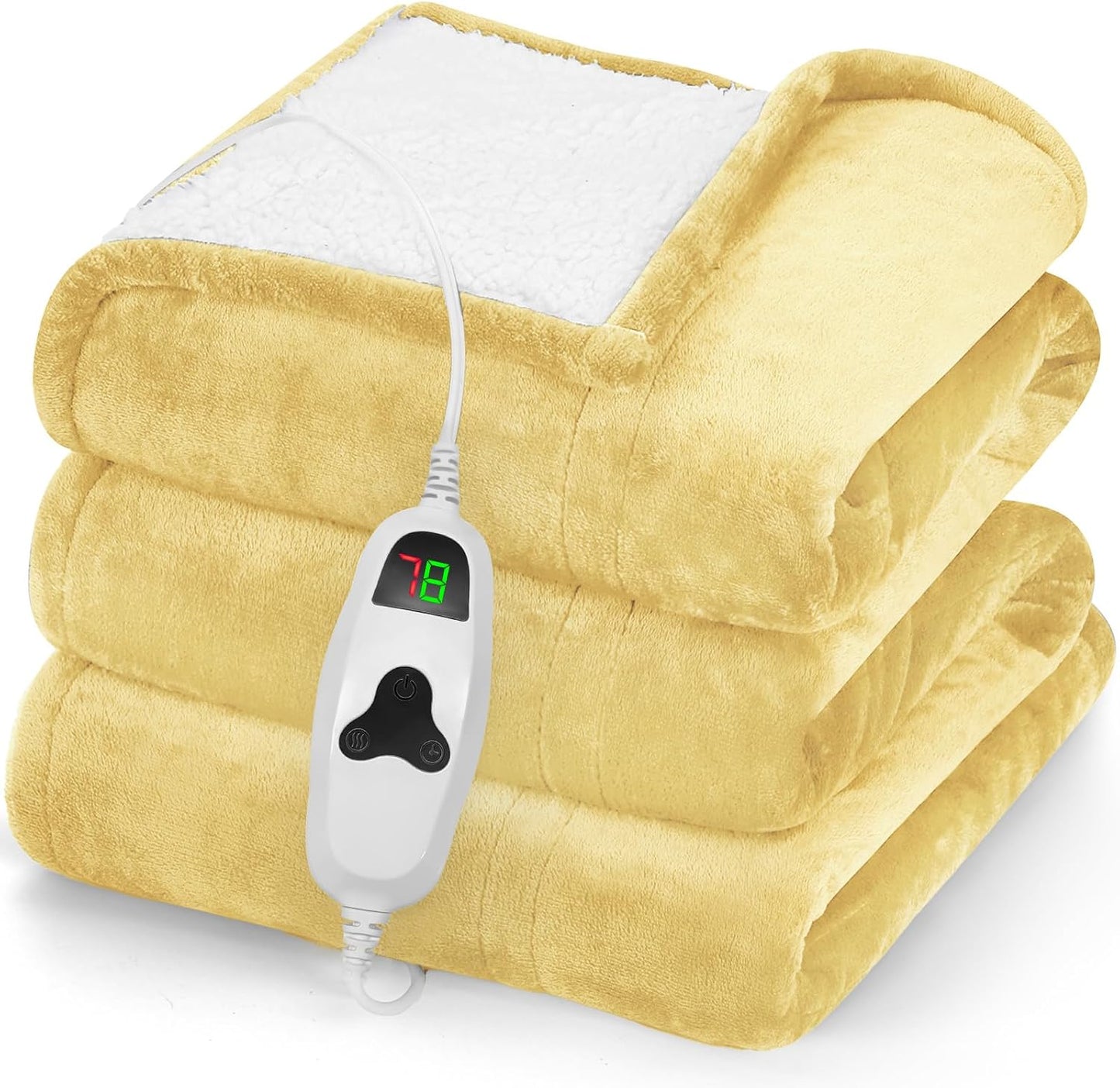 greenoak Heated Blanket Electric Throw 50"X60", Heating Blanket with 10 Heat Levels 1/2/4/6/8 Hours Auto-Off,Fleece Soft Sherpa Blanket,Gifts for Grandma Mom Seniors, Misty Grey