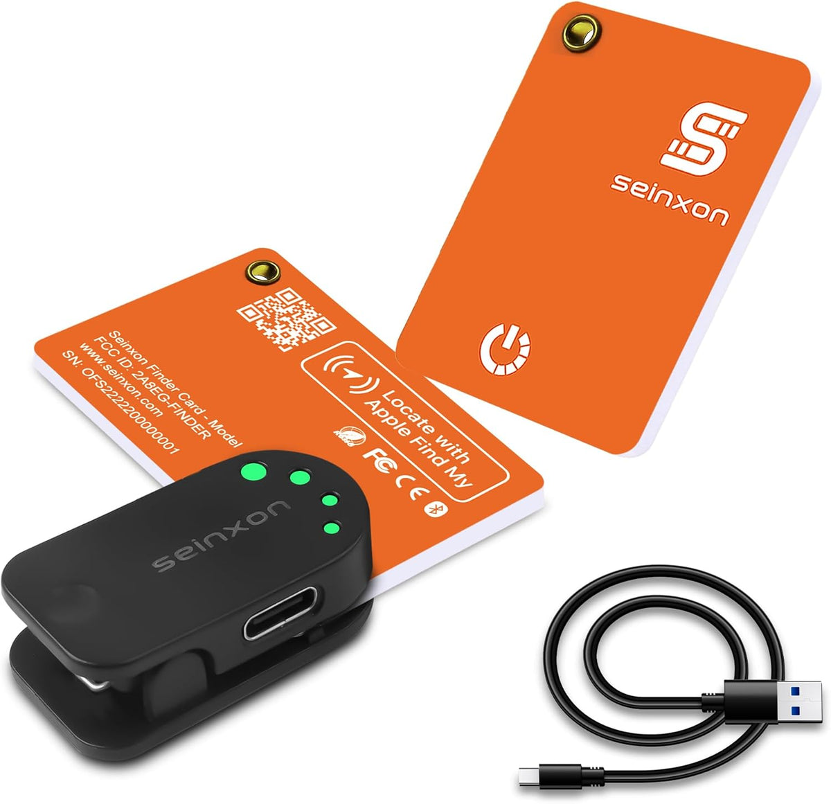 SEINXON Wallet Tracker (iOS Only) IP68 Thin Item Finder Card Luggage Located Bluetooth Works with Apple Find My APP & Network - Magnetic Charger (Slim)