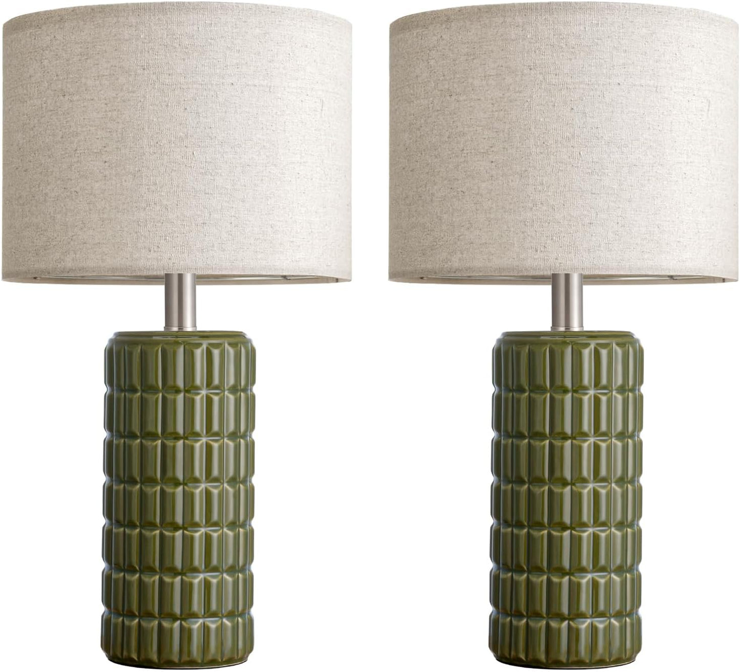 Seealle 23" Modern Ceramic Table Lamps Set of 2 - Table Lamps for Living Room, Farmhouse Bedside Night Stands Lamp for Bedroom, White Nightstand Lamps Set of 2, Desk Lamp for End Table Home Decor