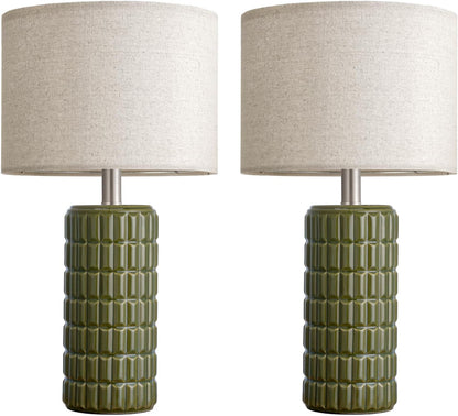 Seealle 23" Modern Ceramic Table Lamps Set of 2 - Table Lamps for Living Room, Farmhouse Bedside Night Stands Lamp for Bedroom, White Nightstand Lamps Set of 2, Desk Lamp for End Table Home Decor