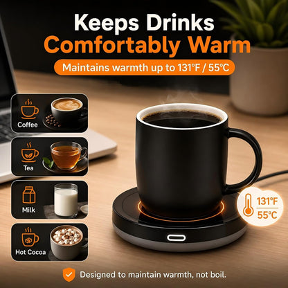 BESTINNKITS White Smart Coffee Auto On/Off Gravity-Induction Mug Office Desk Use, Candle Wax Cup Warmer Heating Plate (Up to 131F/55C)