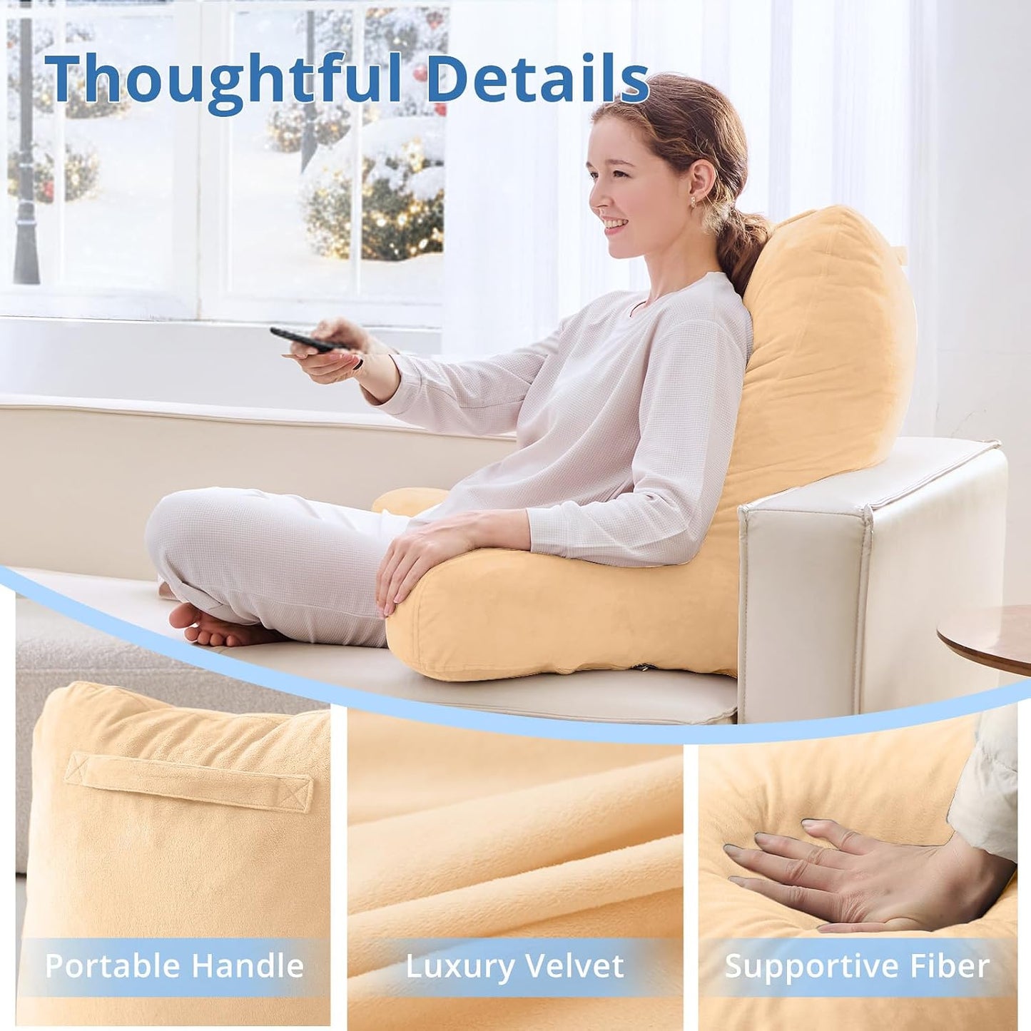 Sasttie Reading Pillows for Sitting in Bed Adult, Back Pillow Bed Sitting Up, Back-Rest Support Cushion for Sit Up on Couch, Sofa, and Floor, Dorm Essentials, Oeko-Tex Certified, Dark Grey
