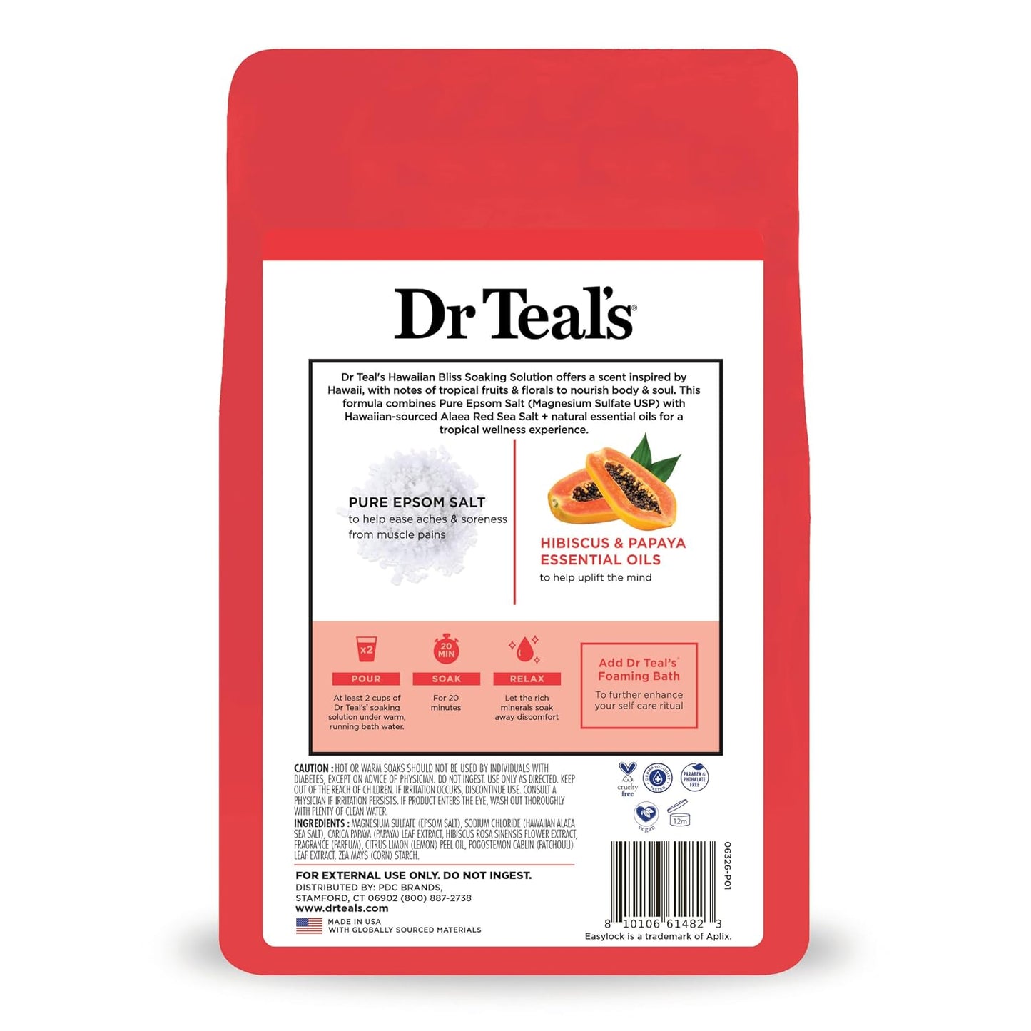 Dr Teal's Epsom Salt Magnesium Soak, Limited Edition Hawaiian Bliss, 3 lbs