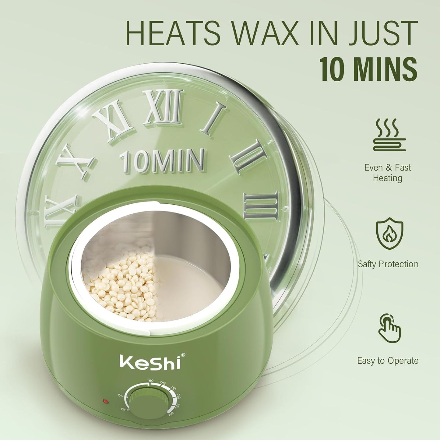 KeShi Waxing Kit, Painless Hair Removal Wax Warmer with 6 Bags Hard Wax Beans for Full Body, Legs, Face, Eyebrows & Bikini— Ideal for Both Women & Men