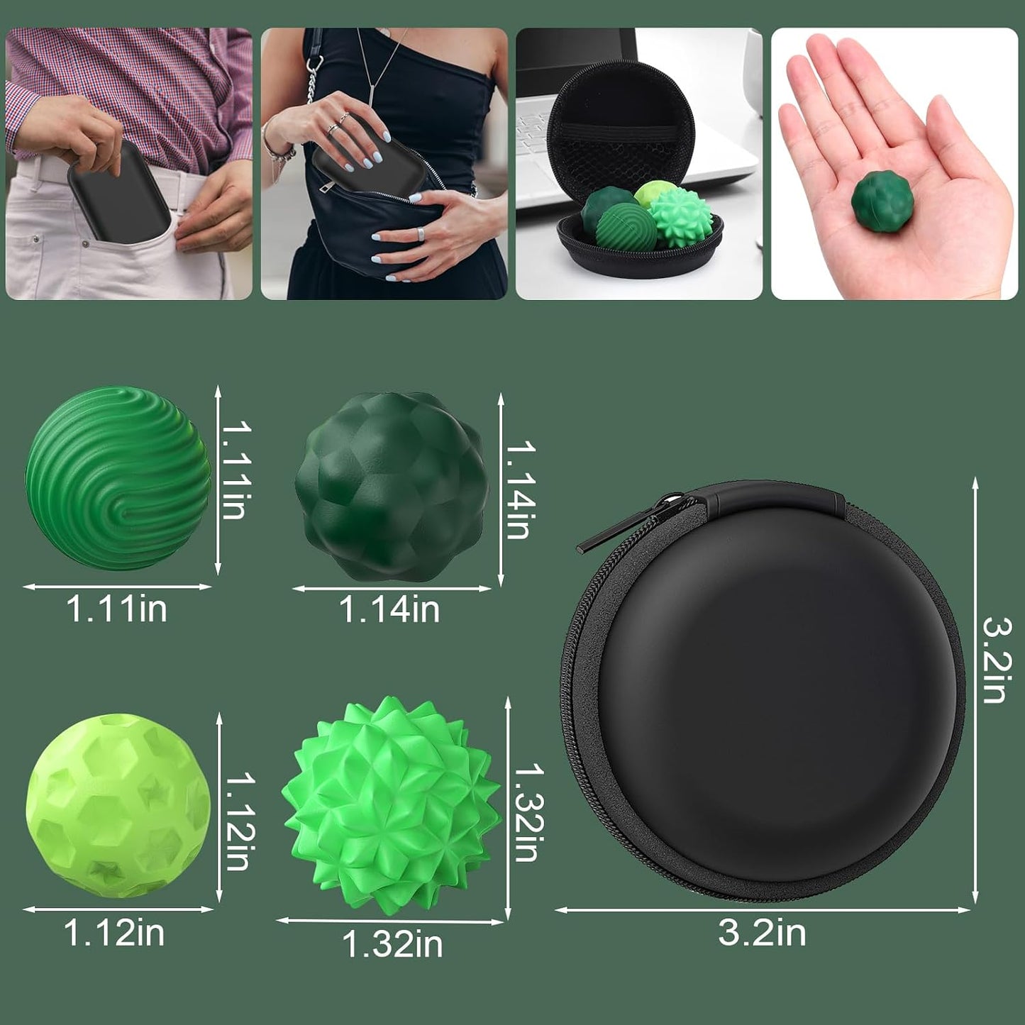 BUSOHA Silicone Fidget Balls - 4 Pack Fidget Toys Adults Sensory Toys Stress Balls for Adults Teens Gifts for Calming,Autism and ADHD Office