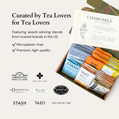 Sippingly Night Time Tea Sampler – 40 Herbal Teas – 10 Flavors from Top Brands – Chamomile, Lavender, Passionflower – Perfect Relaxation & Calm Support – Ideal Wellness Gift – Kosher, Gluten-Free