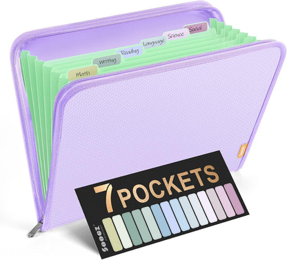 Sooez 13 Pocket Accordion File Organizer, Zipper Expanding File Folder A4